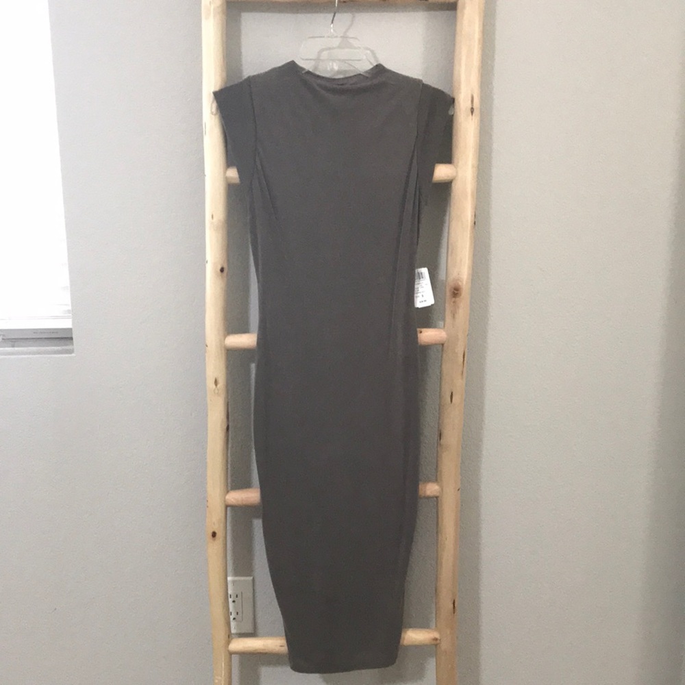 High neck fitted midi dress